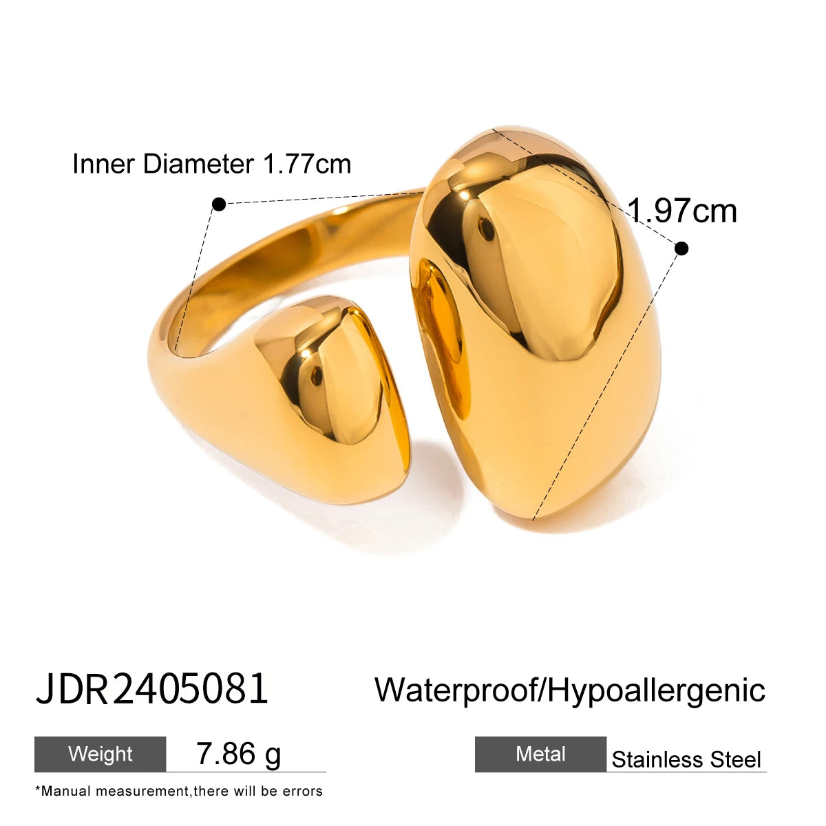 KIKA Fashion Imitation Pearl Stainless Steel 316L Gold Color Ring for Women Engagement Party Gift Temperament