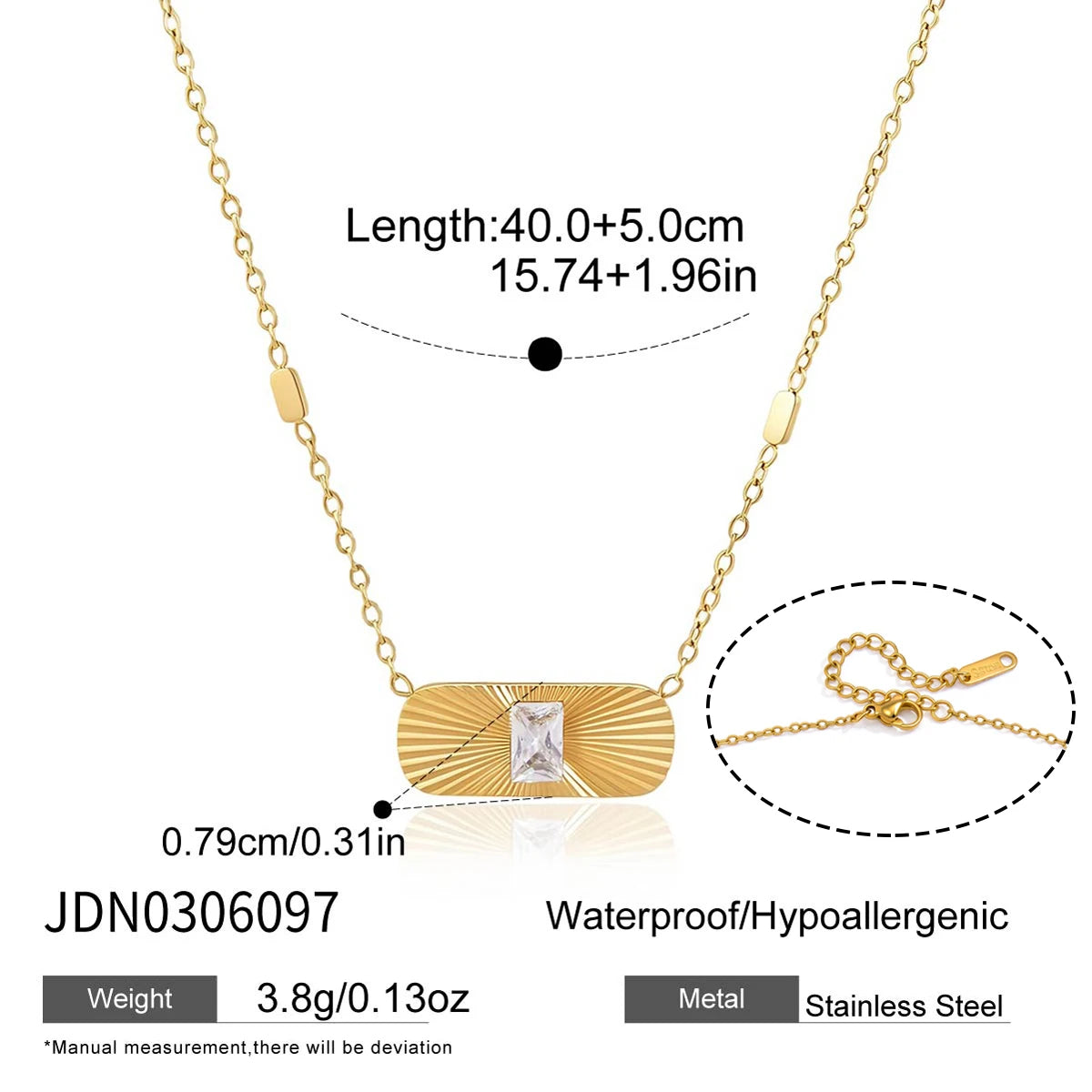 Kika Geometric Heart Zircon Pendant Necklace Minimalist 18K Gold PVD Plated Stainless Steel 316L