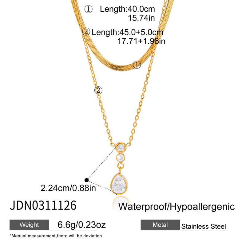 Classic White Water Droplet Zircon Pendant