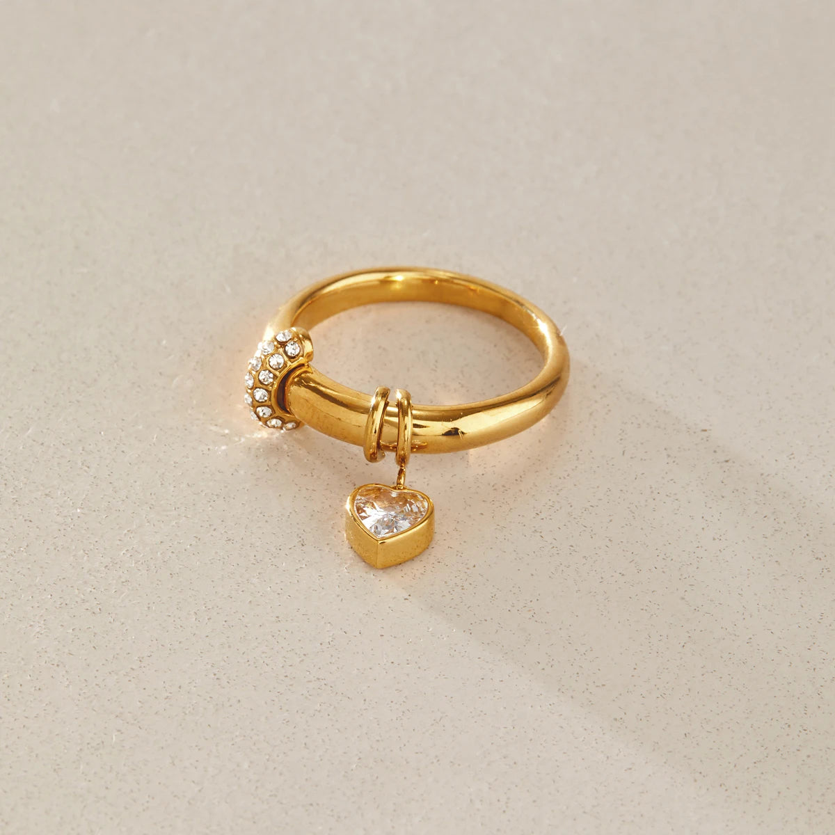 KIKA Zircon Heart Water Drop Little Charm Rings For Women Minimalist 18K Gold PVD Plated Stainless Steel Rings Fashion Jewelry