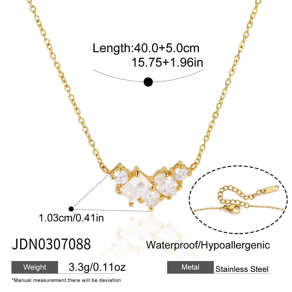 KIKA Geometric Zircon Pendant Necklace For Women Minimalist 18K Gold PVD Plated Stainless Steel Necklace Fashion Jewelry Gift