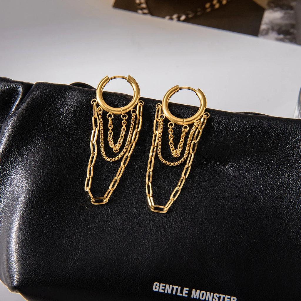 Kika Classic Trendy Chain Tassel Earrings Hypoallergenic
