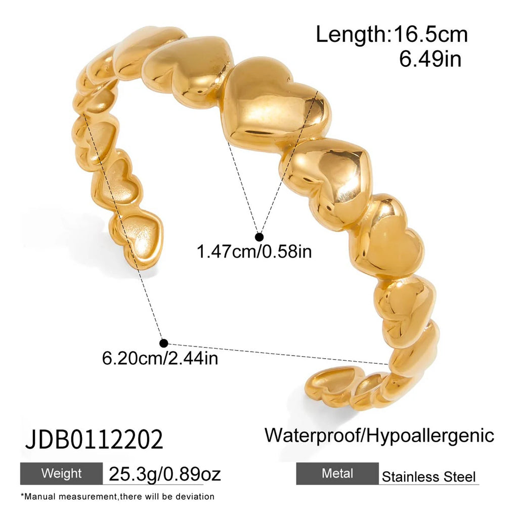 KIKA Classic white Egg Shaped Zircon Open Bracelet For Women 18K PVD Plated Stainless Steel Heart-Shaped Bracelets Jewelry