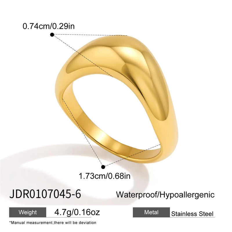KIKA Classic Chunky Wave Shape Rings For Women Minimalist 18K Gold PVD Plated Stainless Steel Rings Fashion Jewelry Gift
