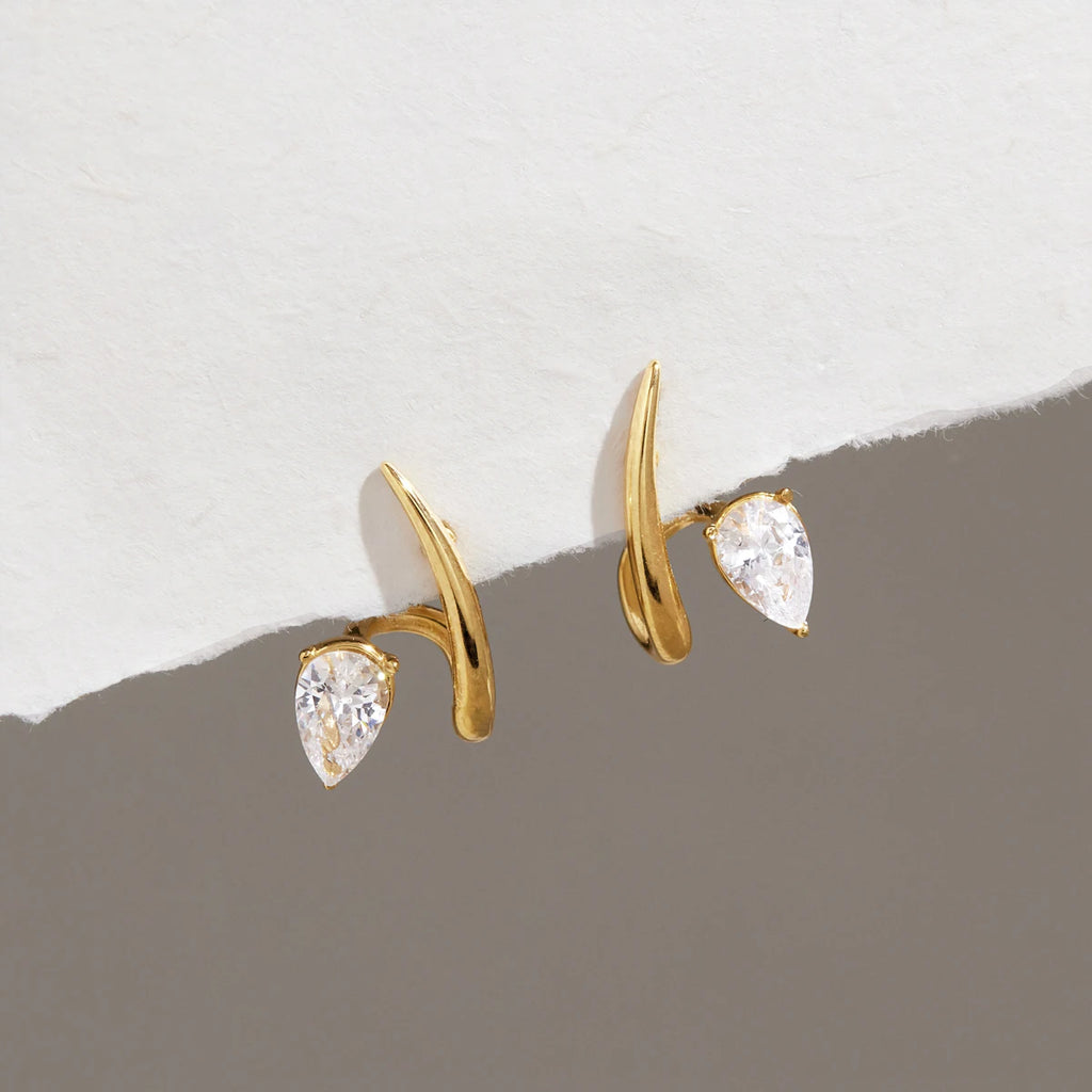 KIKA Delicate Water Drop Zircon Geometric Stud Earrings For Women 18K Gold PVD Plated Stainless Steel 316L Earrings Fashion Jewelry