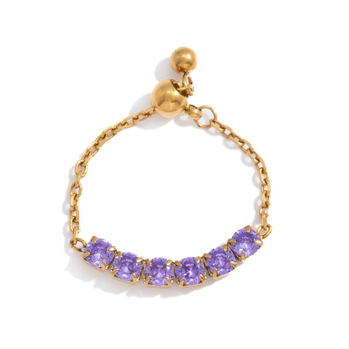 Geometric Colored Zircon Ring With Draw-Out Adjustable Design