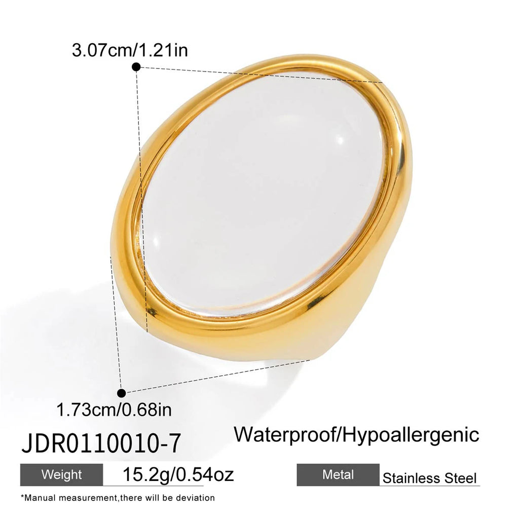 Classic Egg-Shaped Transparent Resin Ring