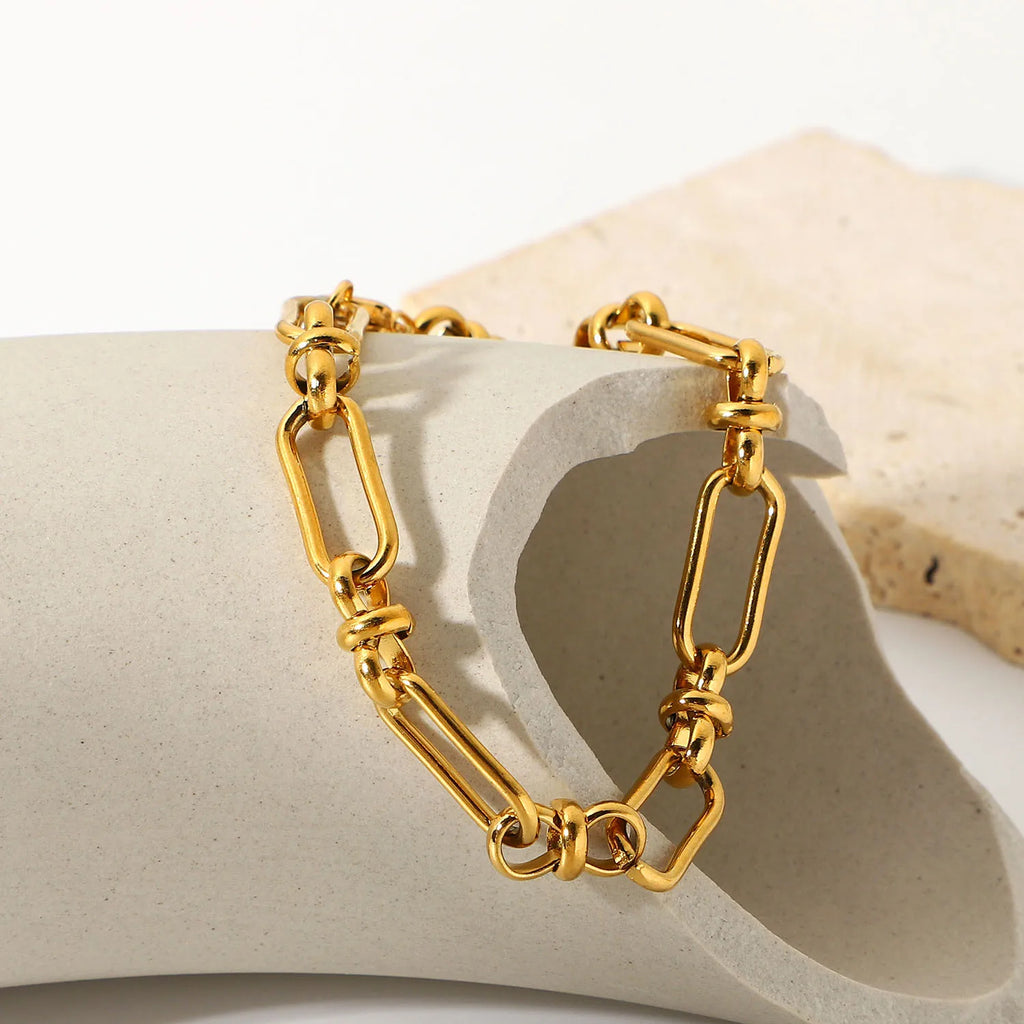 Kika Retro 18K Gold Color Plated Bracelet Stackable Chain Bracelet