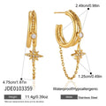 Kika Crystal Star Short Chain Tassel Earrings 18K Gold Plated Stainless Steel 316L