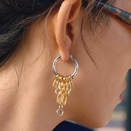 Classic Gold  Silver Color-Blocked Multiple Rings