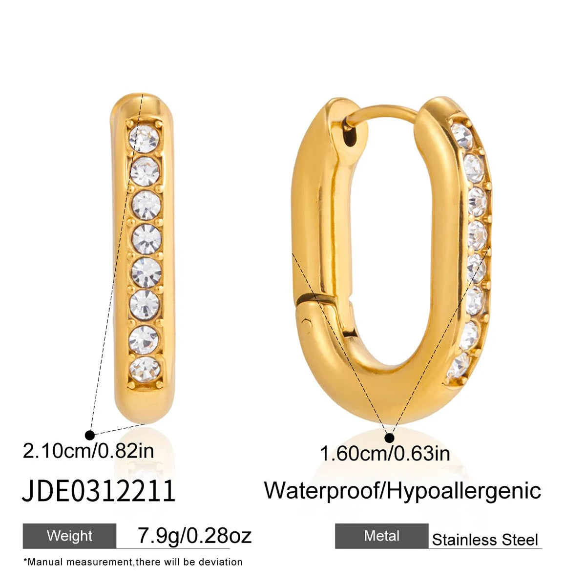 Kika Simple Classic Round White Zircon U-shape Hoop Earrings