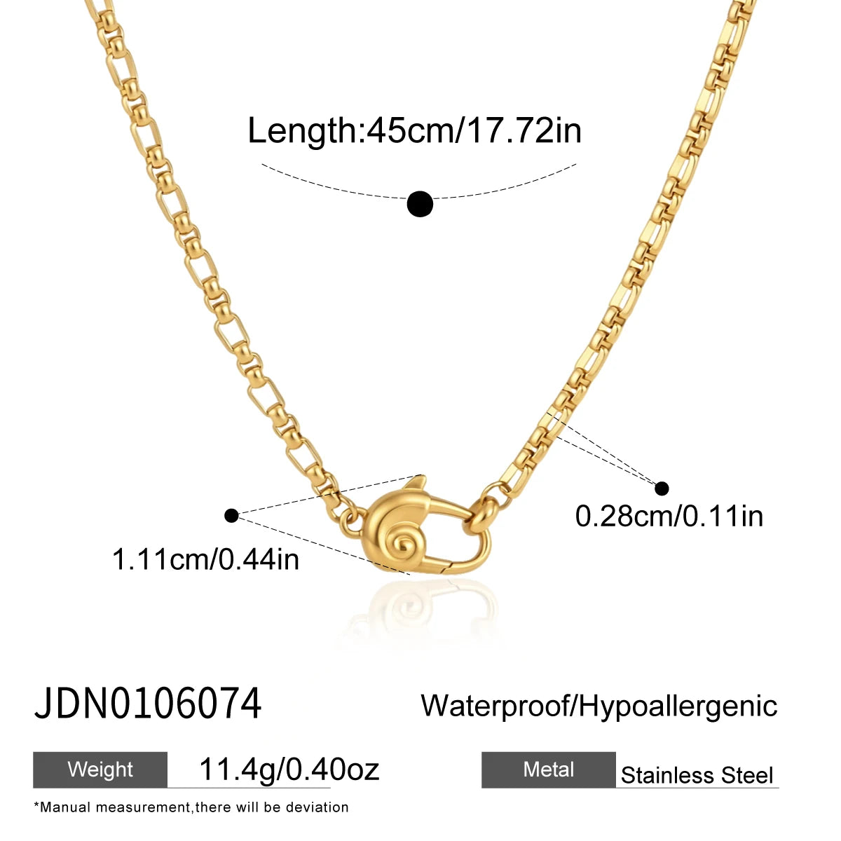 KIKA Geometric Lobster Clasp Pendant Necklace  18K Gold PVD Plated Stainless Steel 316L DIY