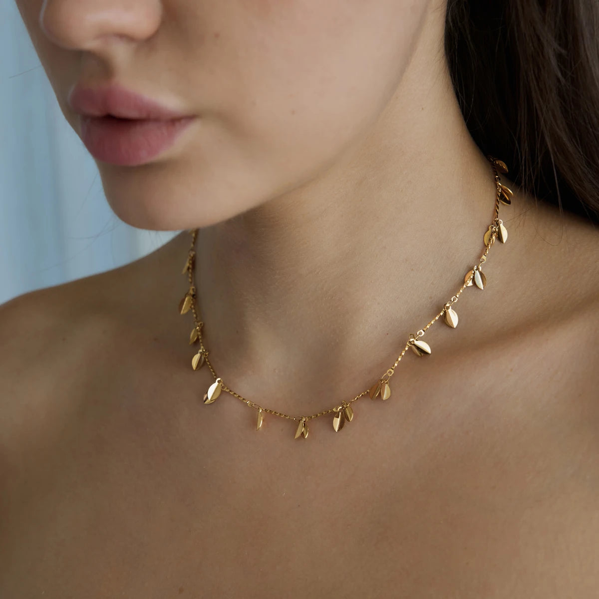 KIKA Classic Leaf Pendant Necklace For Women Waterproof 18K Gold PVD Plated Stainless Steel Neckace Fashion Jewelry Gift