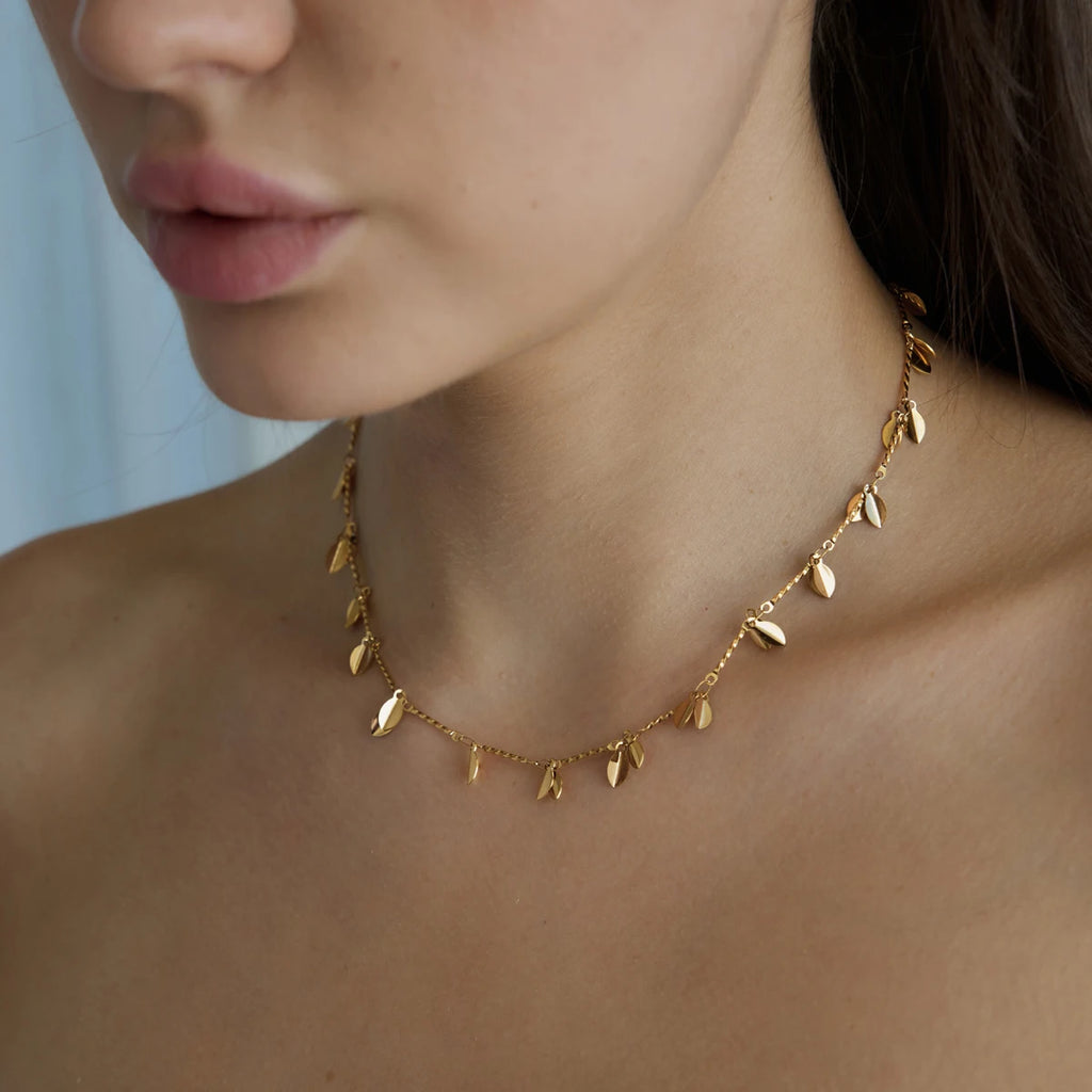 KIKA Classic Leaf Pendant Necklace For Women Waterproof 18K Gold PVD Plated Stainless Steel Neckace Fashion Jewelry Gift