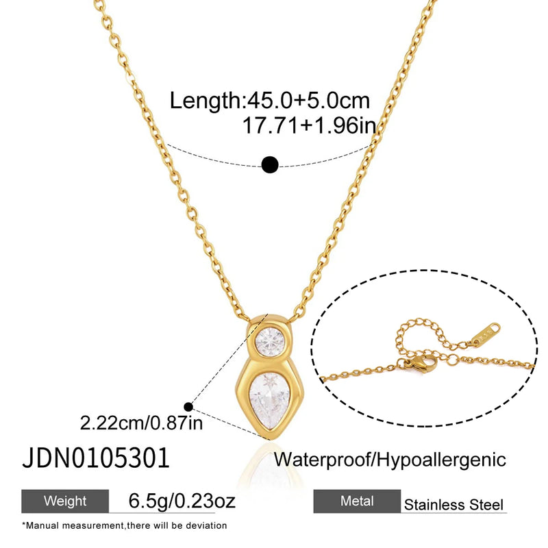 KIKA Geometric Zircon Pendant Necklace  PVD Plated Stainless Steel Necklace 316L