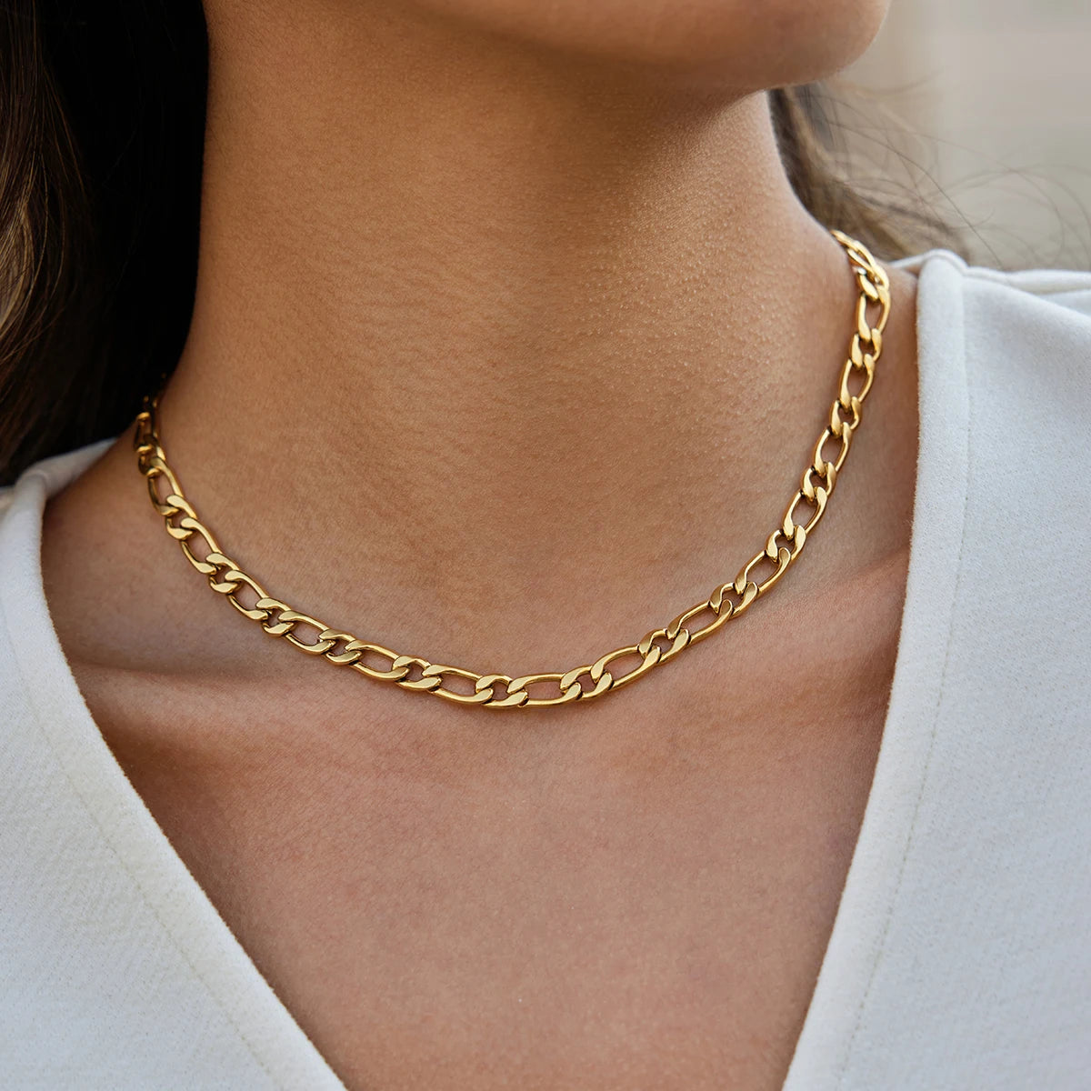 Kika Minimalist18K Plated Gold Color Square Basic Chain Necklace