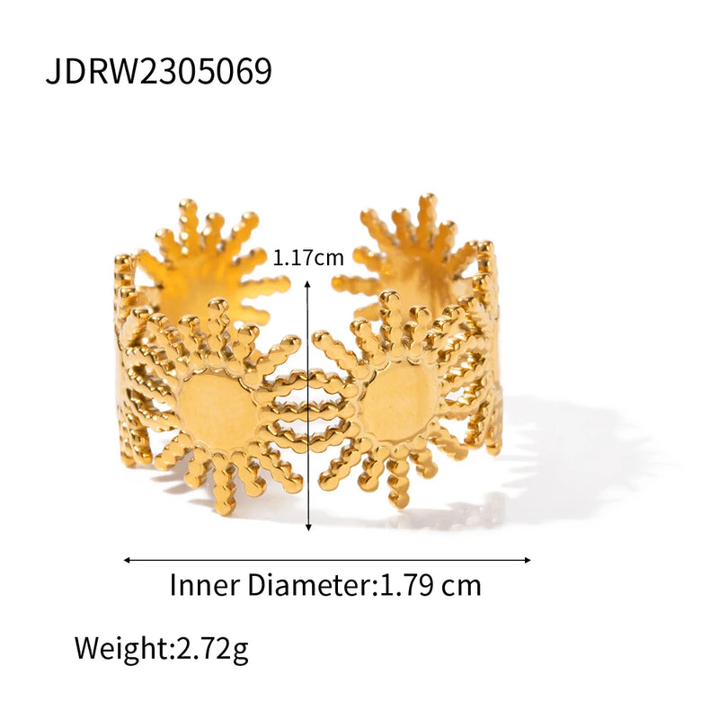 Kika Gold Color Sunshine Ring Full Sunburst Ring Rising Sun Dainty  Celestial Jewelry Stackable Ring Gift Wife