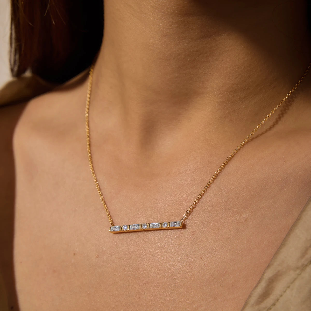 KIKA Minimalist Zircon Pendant Necklace PVD Plated Stainless Steel 316L