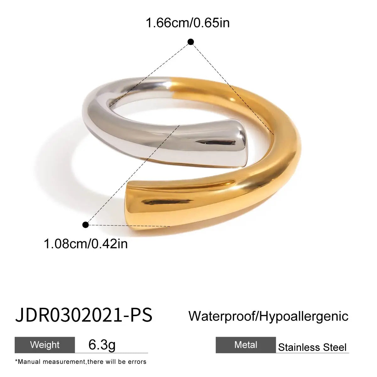 KIKA Minimalist Stainless Steel 3216L Two tone Hollow Flower Ring Stackable Texture Ring