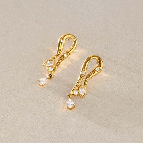 KIKA Delicate Zircon Geometric Stud Earrings For Women Minimalist 18K Gold PVD Plated Stainless Steel Earrings Fashion Jewelry