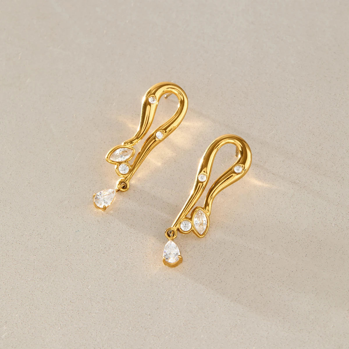 KIKA Delicate Zircon Geometric Stud Earrings For Women Minimalist 18K Gold PVD Plated Stainless Steel Earrings Fashion Jewelry