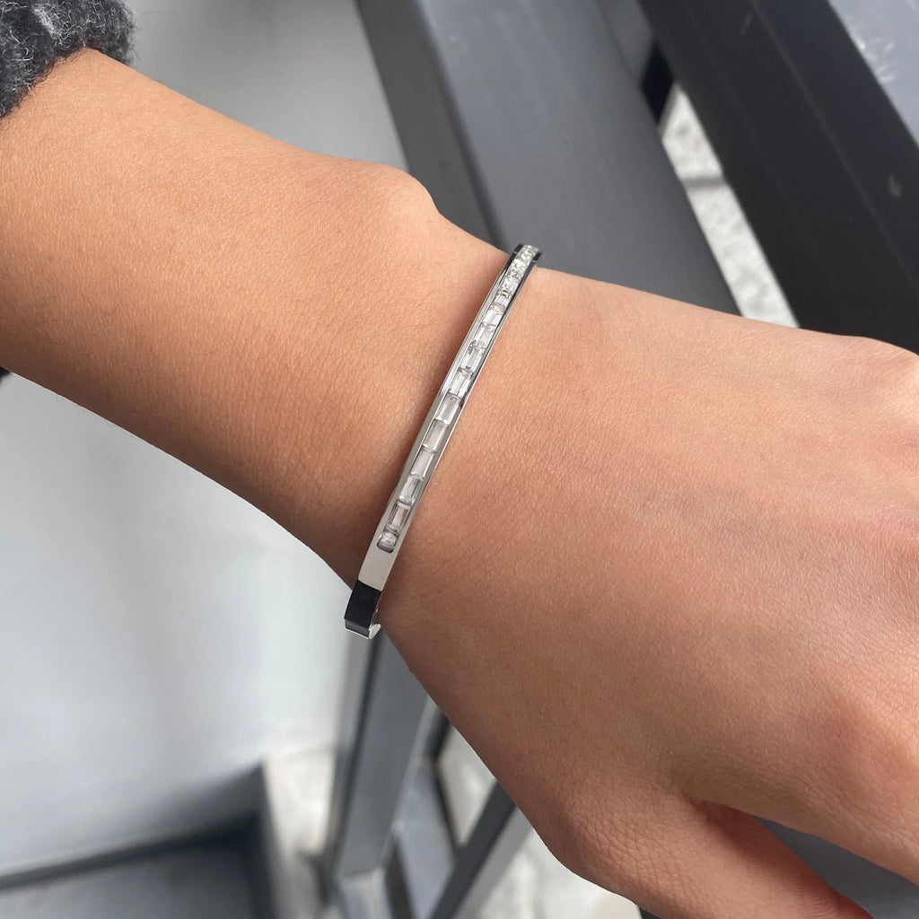 KIKA Minimalist Hammer Pattern Adjustable Bracelet Stainless Steel 316L Serpentine Chain Blade Chain Stackable