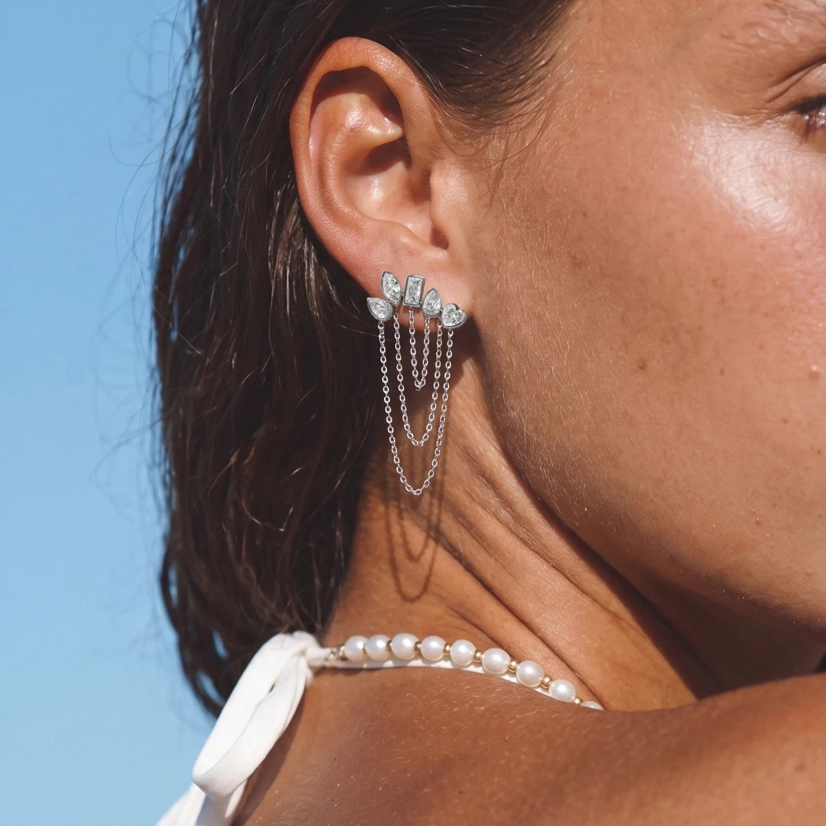 Kika Geometric Zircon Stud Earrings