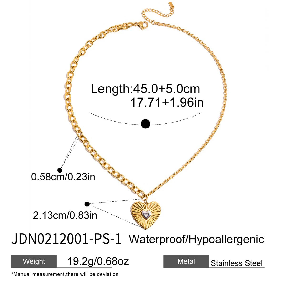 Kika Ribbed Heart Shaped Pendant Necklace
