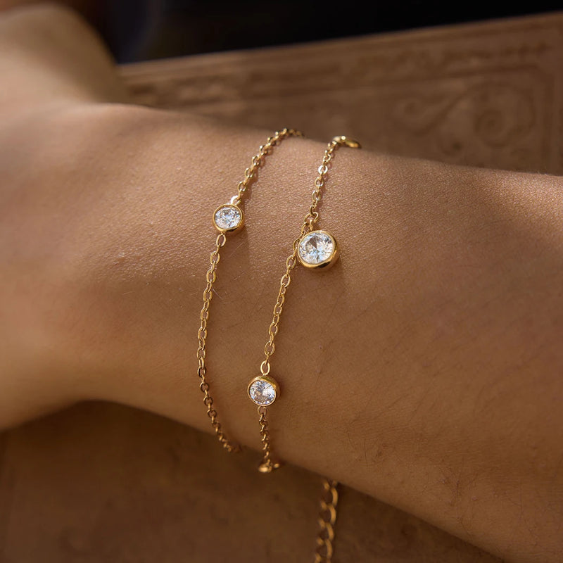 KIKA Delicate Round Zircon Bracelet  PVD Plated Stainless Steel 316L