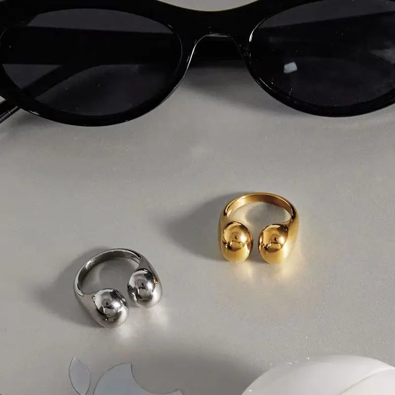 KIKA Minimalism Smooth Open Ring PVD Gold Plated Stainless Steel 316L