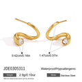 Kika  Geometric Wave Shape Stud Earrings Minimalist 18K Gold PVD Plated Stainless Steel 316L