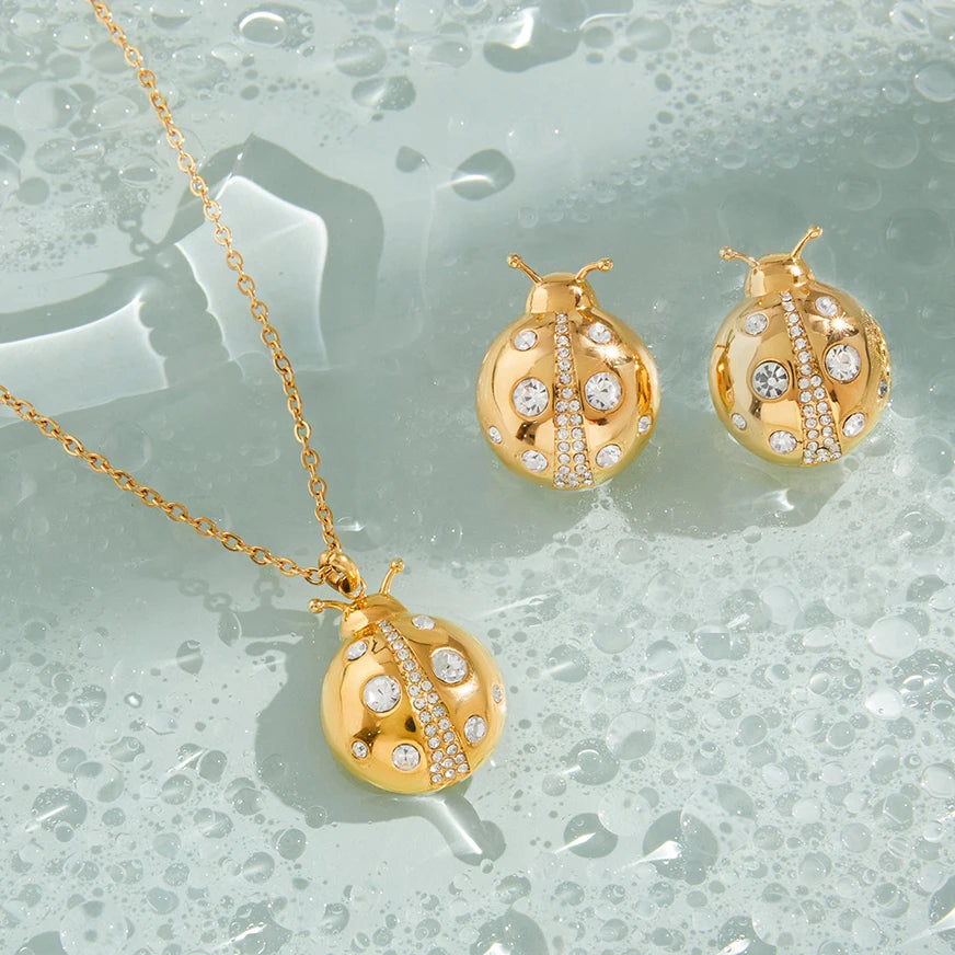 Kika White Zircon Ladybird Pendant Necklace