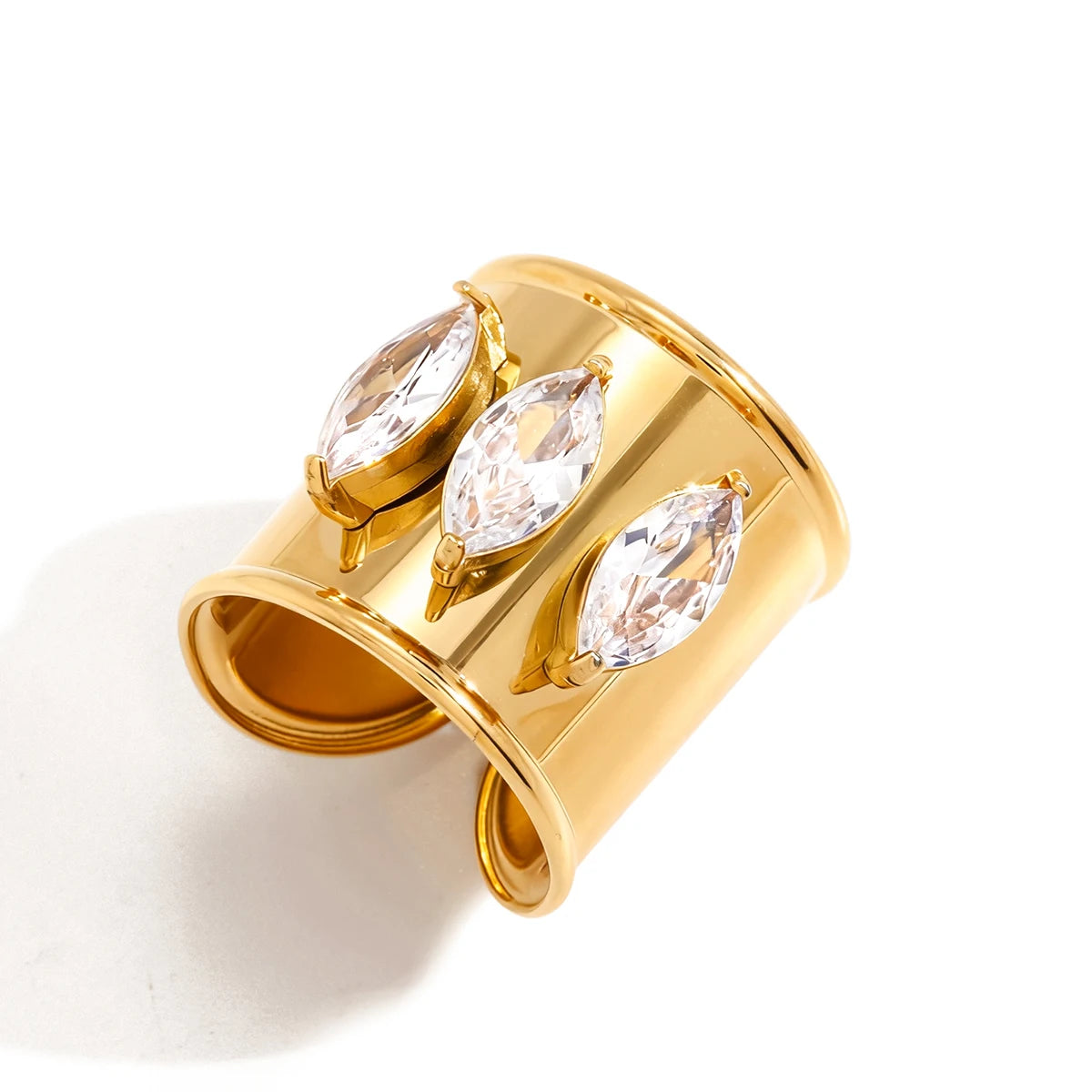 Kika Geometric White Marquise Zircon Open Ring