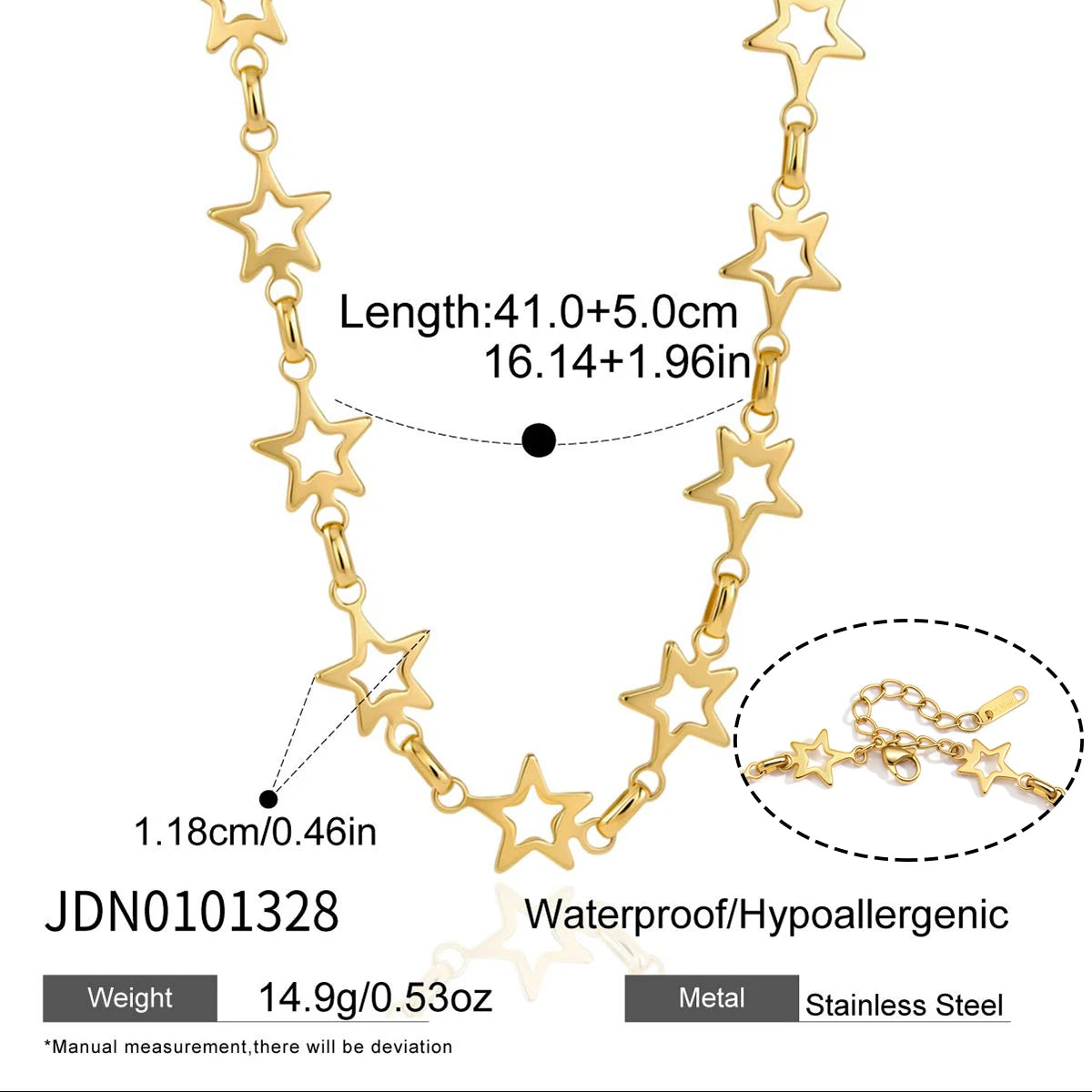 Kika Classic Hollow Out Stars Splicing Chain Necklace
