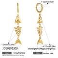 Kika Delicate White Zircon Fish Bone Pendant Earrings