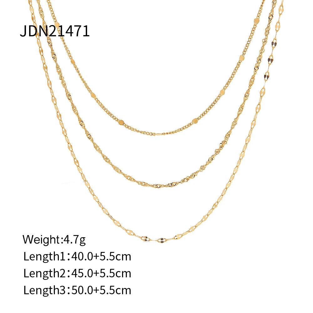 Flat Snake Chain Layer Necklace Stainless Steel Snake Rope Chain