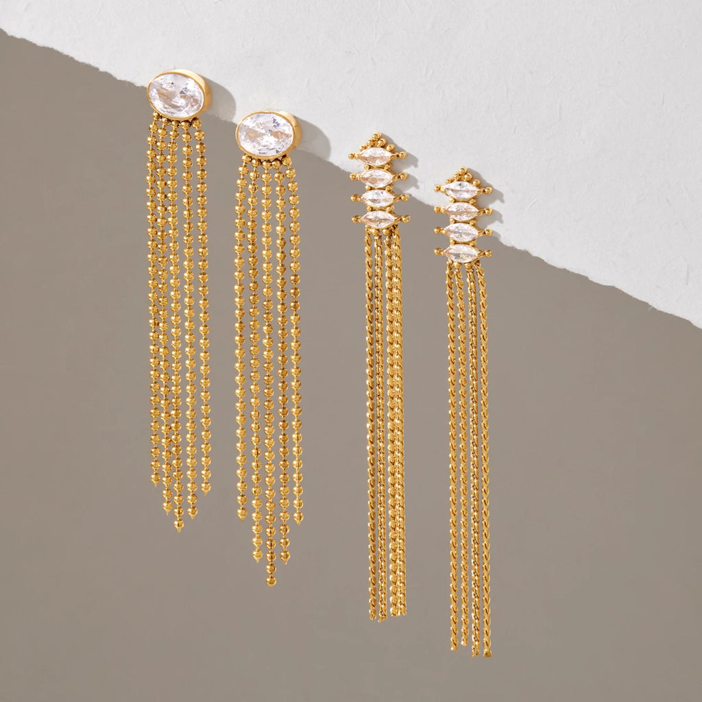 KIKA Geometric Zircon Earrings PVDt 18K Gold Plated Stainless Steel 316L
