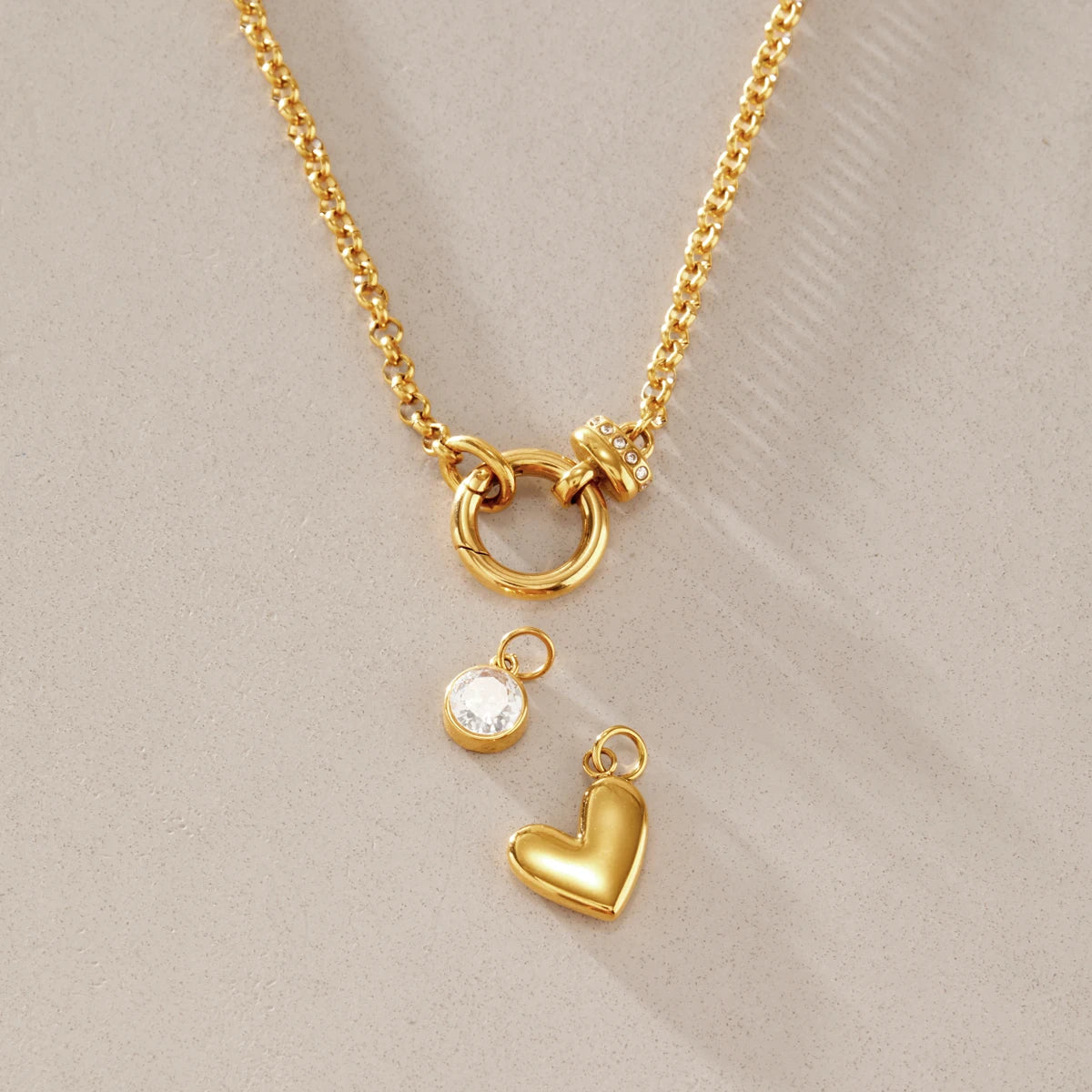 KIKA Detachable Heart Cross Pendant Necklace For Women Minimalist 18K Gold PVD Plated Stainless Steel Necklace Fashion Jewelry