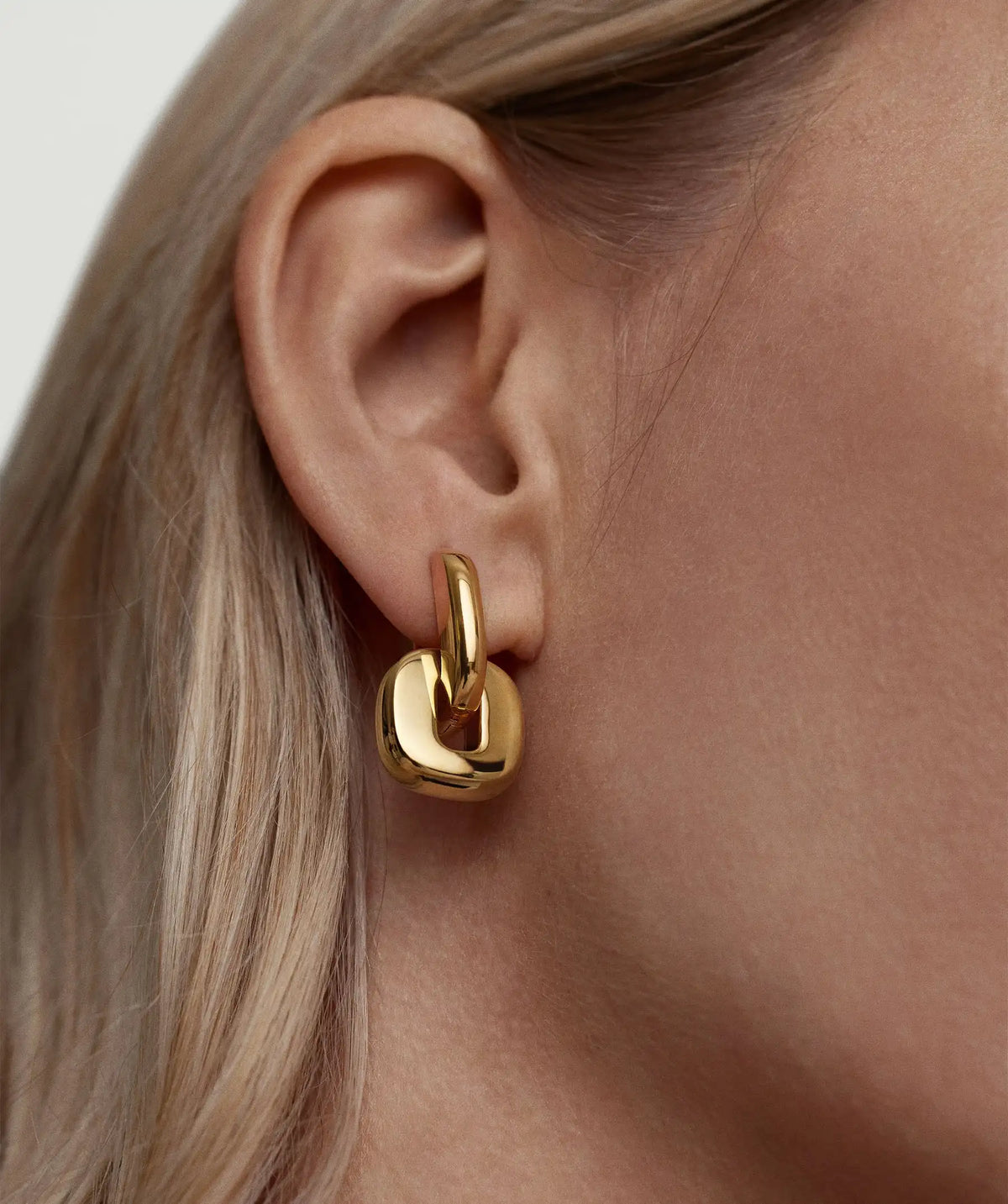 Plated Stainless Steel Two tone Oval Splicing Earrings