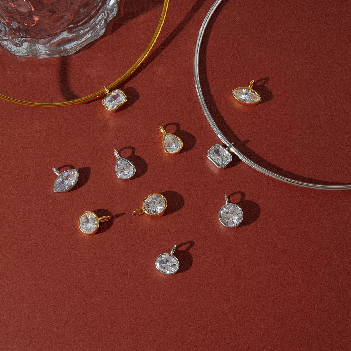 Kika Delicate Geometric Zircon Pendant Torques Necklace