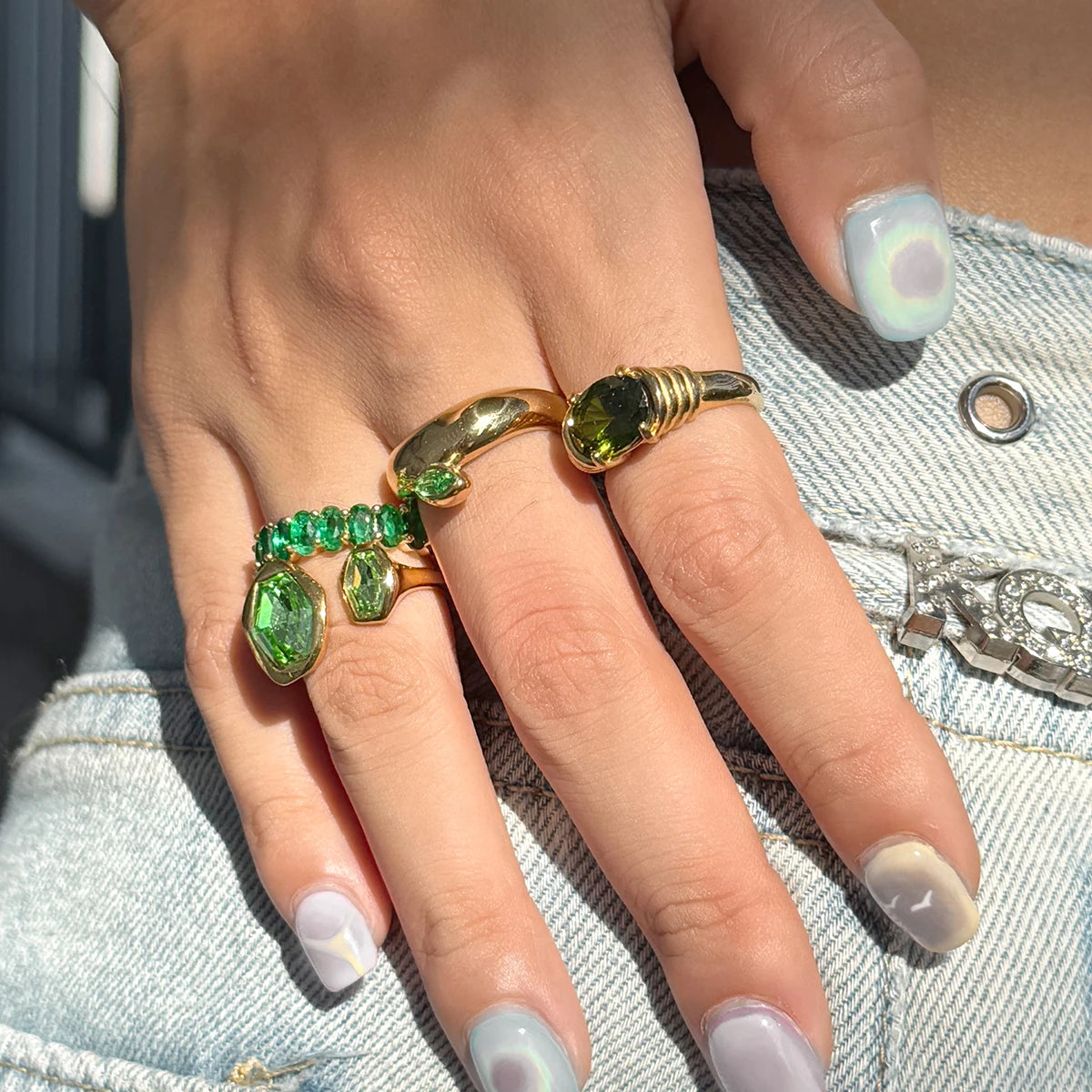 Y2k Blue Rhinestone Ring