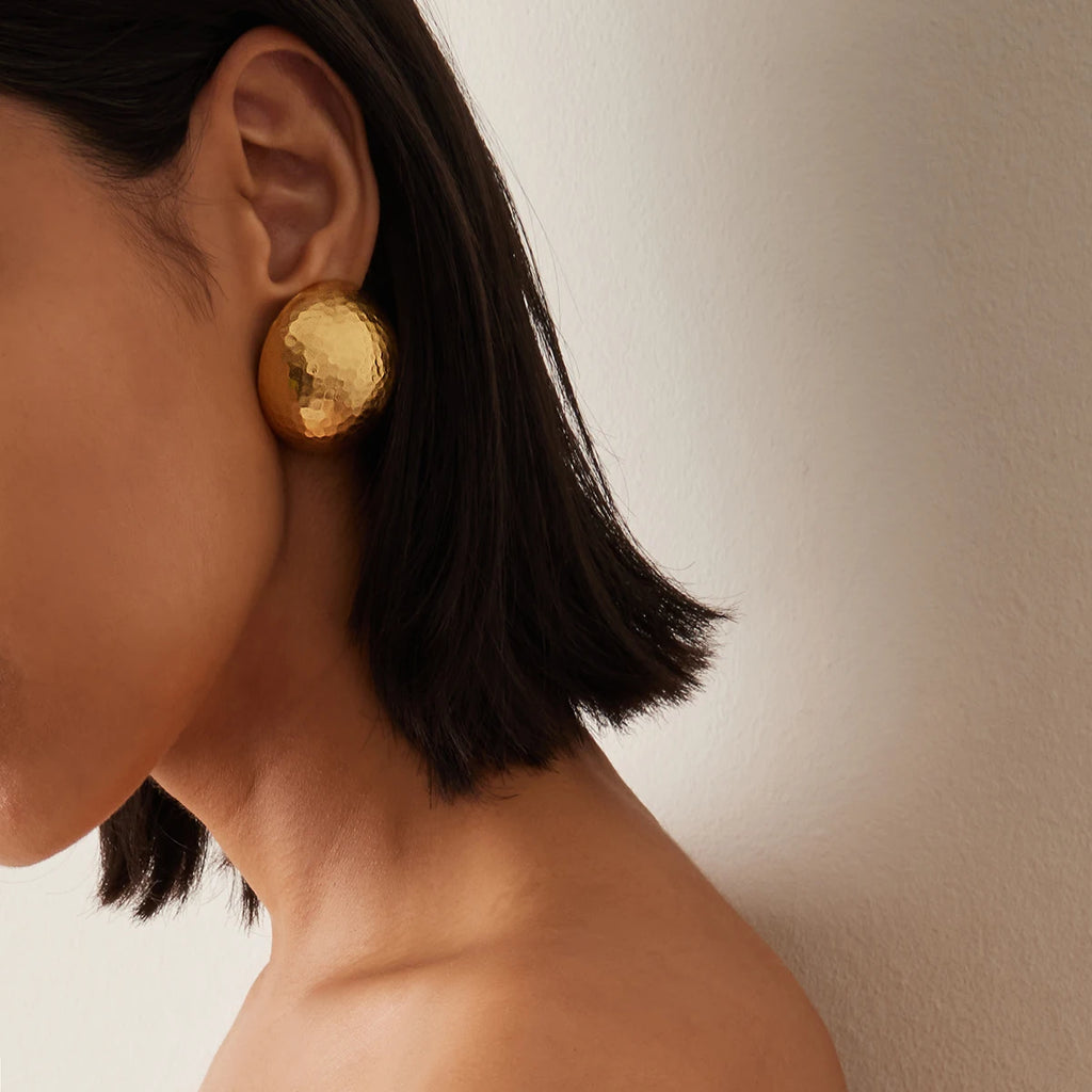 Hammered Hemispherical Earrings and Ear Clips