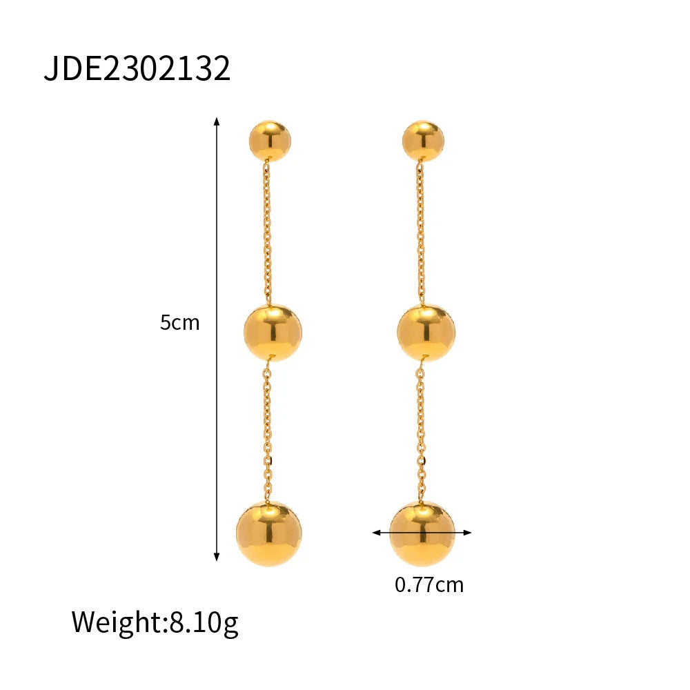 KIKA Delicate Zircon Long Drop Earring 18K Gold PVD Plated Stainless Steel 316L