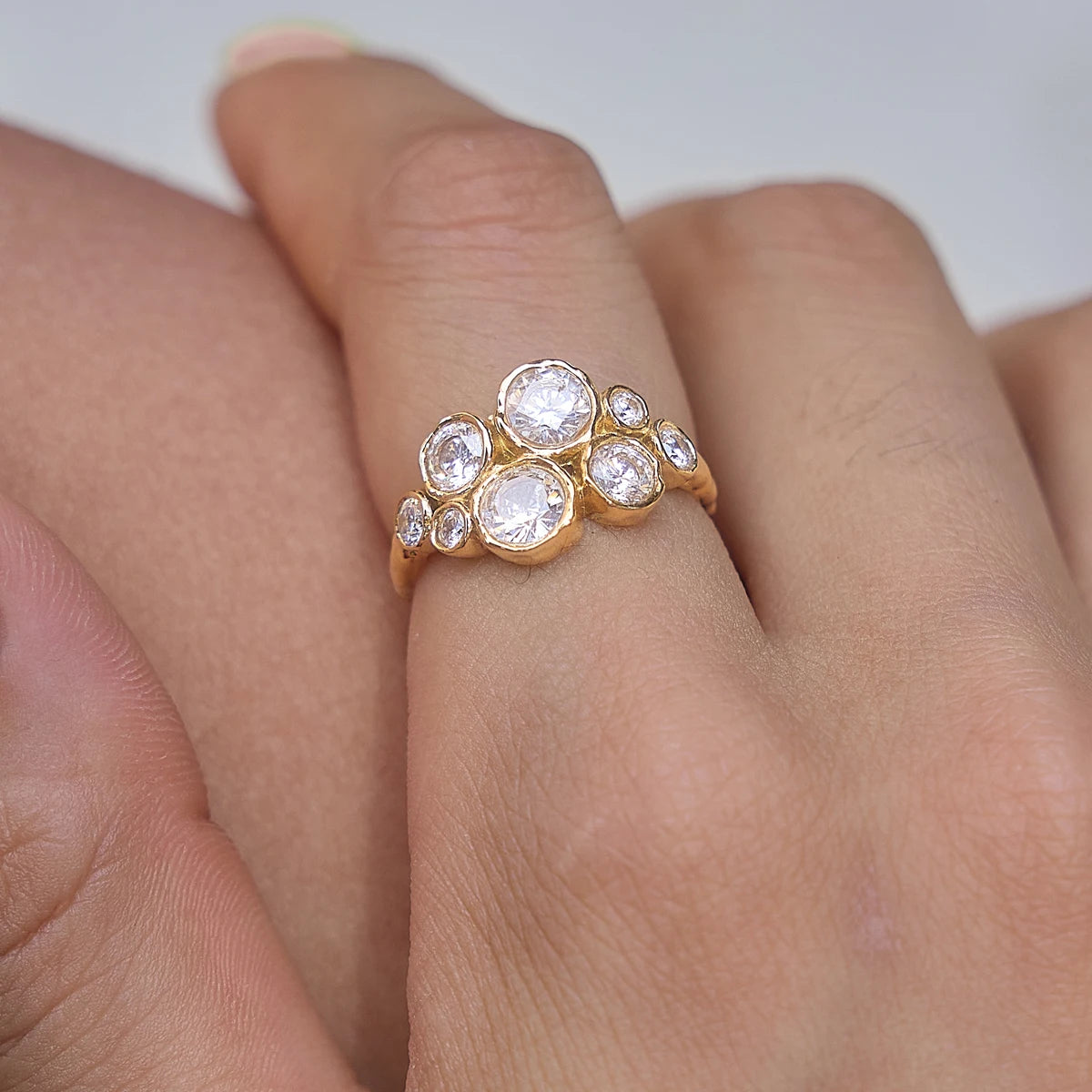 KIKA Round Zircon Geometric Open Rings PVD Plated Stainless Steel 316L