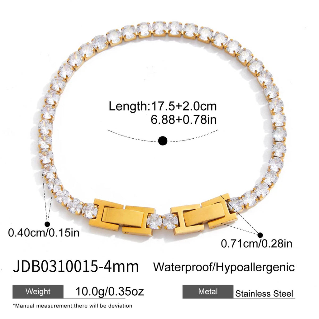 Classic White Round Zircon Tennis Ball Chain Bracelet