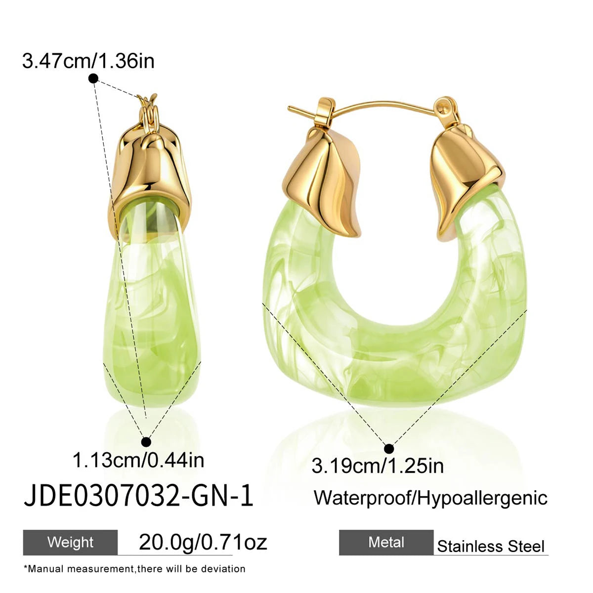 Kika Summer Blue Pink Colorful Resin U-shaped Earrings