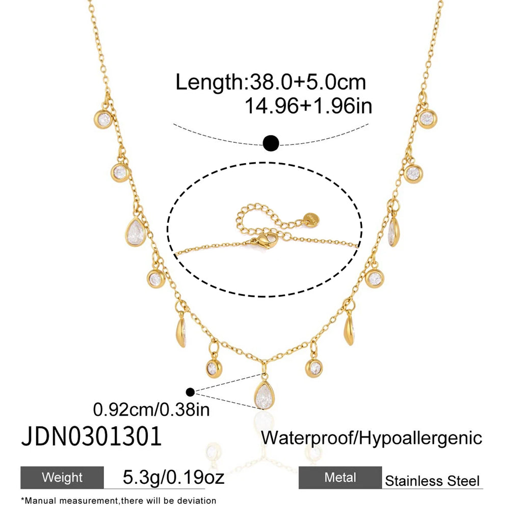 KIKA Delicate Geometric Zircon Pendant Necklace PVD Plated Stainless Steel 316L