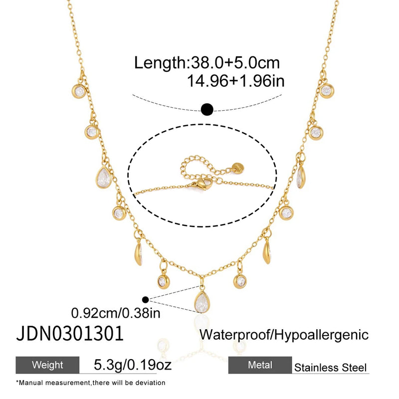 KIKA  Elegant Geometric Zircon Pendant Necklace Stainless Steel 316L