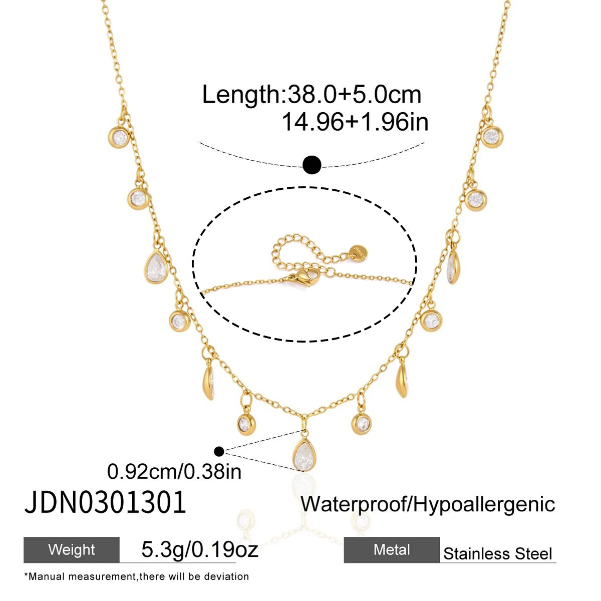 KIKA Delicate Geometric Zircon Pendant Necklace PVD Plated Stainless Steel 316L