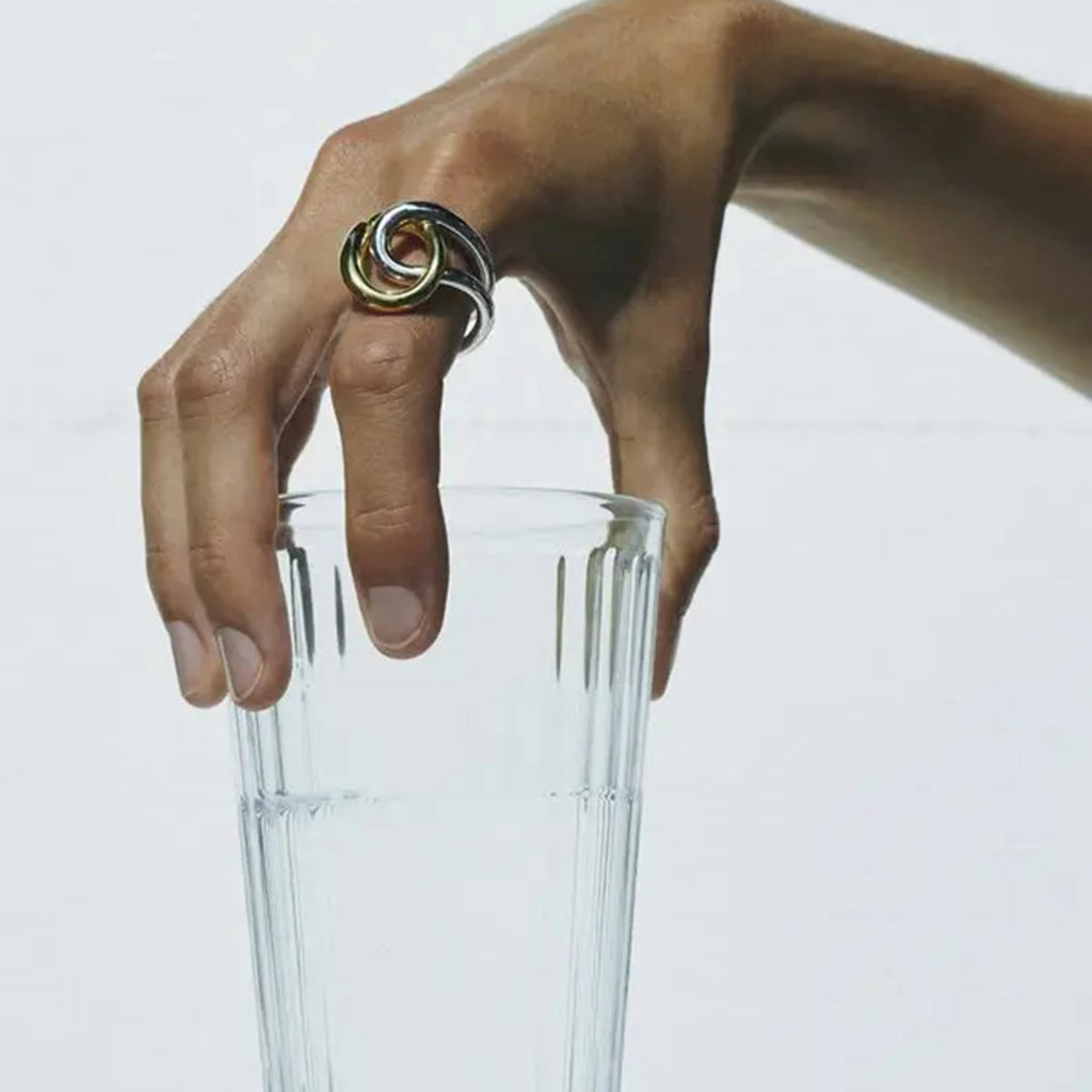 KIKA Minimalist Two Tone Irregular Wrapped Ring PVD Plated Stainless Steel